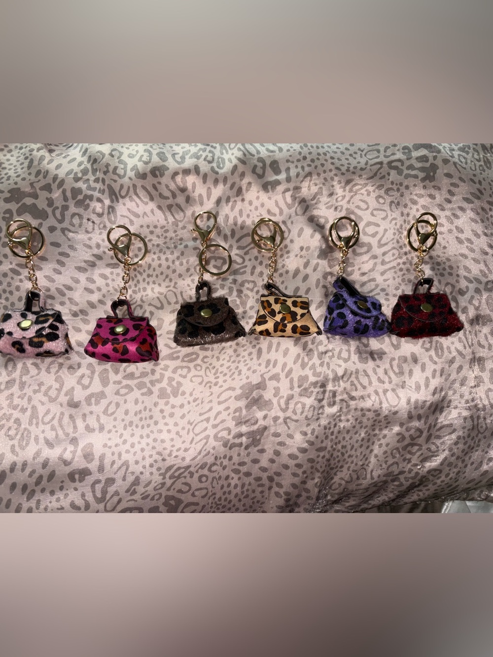 Mini Leopard Print Keychain Purse - Multi Color 1 for $10 or 6 for $25
